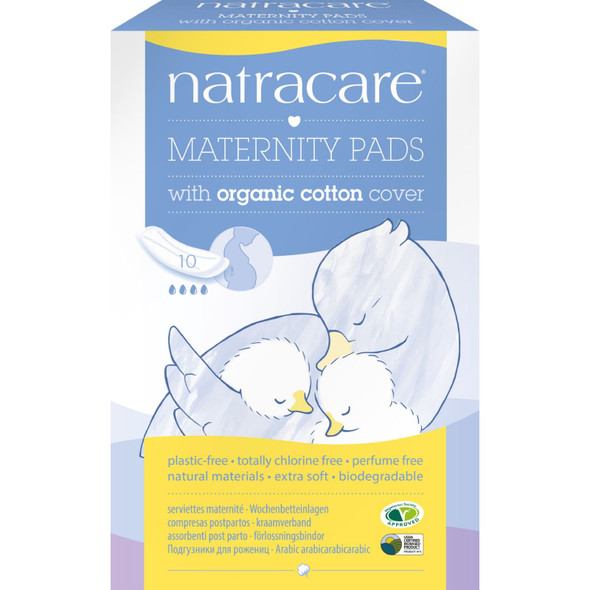 Natracare New Mother Natural Maternity Pads with Organic Cotton Cover  Chlorine Free  10 Pads Pack of 4