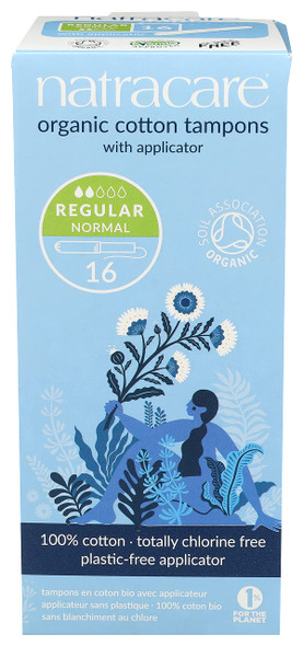 Natracare Organic Cotton Regular Tampons with Cardboard Applicator Plastic Free Chlorine Free Biodegradable  Compostable 1 Pack 16 Tampons Total