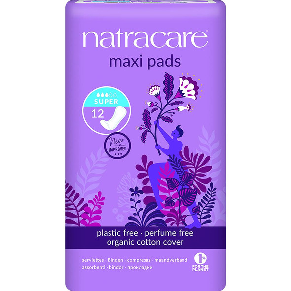 Natracare Super Maxi Pads  Organic and Natural  12 Count  Pack of 3