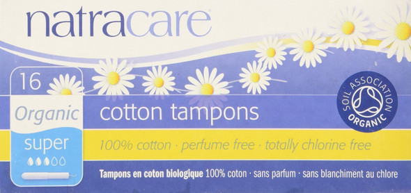 Natracare Organic Cotton Tampon Super 16 Count with Applicator 6 Pack