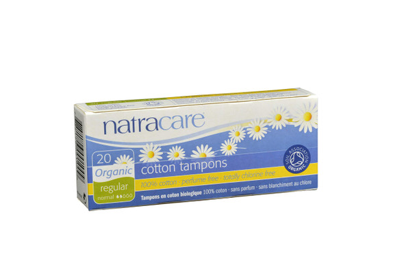Natracare  209267  Organic NonApplicator Regular 20 count NonChlorine Bleached GMOFree 100 Cotton Tampons a
