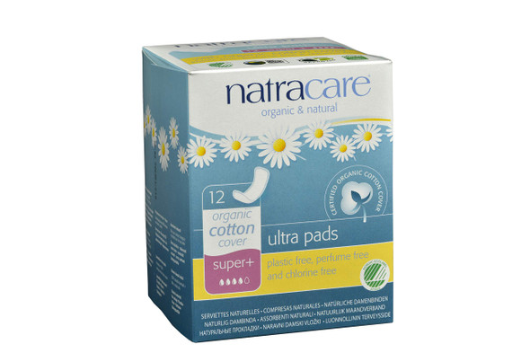 Ultra PadsOrganic Cotton CoverSuper Plus Natracare 12 Pads Box