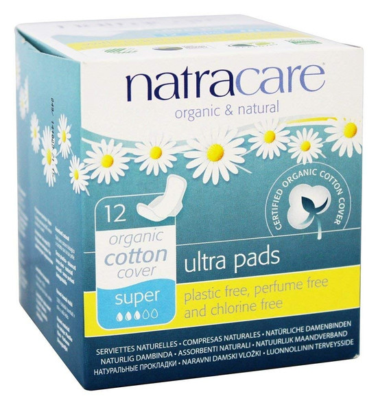 Natracare  Organic Cotton Natural Feminine Ultra Pads Super with Wings  12 Pads