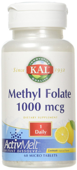 Kal Methyl Folate Activmelt, Lemon, White, 60 Count