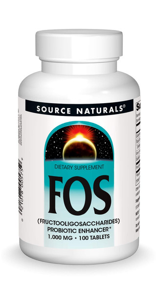 Source Naturals FOS 1000 mg Fructooligosaccharides Probiotic Enhancer - 100 Tablets