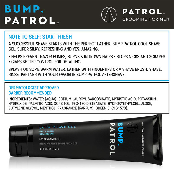 Bump Patrol Cool Shave Gel 4 Ounce Tube Sensitive 118ml 3 Pack