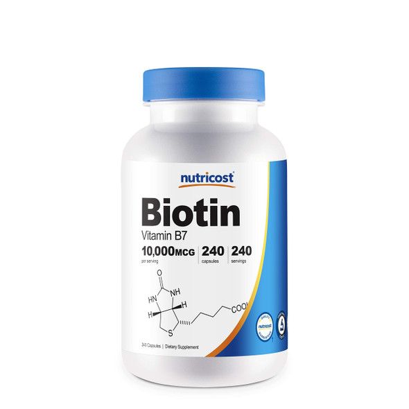 Nutricost Biotin (Vitamin B7) 10,000mcg (10mg), 240 Capsules - Vegetarian Friendly, Gluten Free, Non-GMO