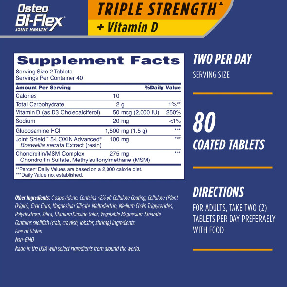 Osteo Bi-Flex Triple Strength + Vitamin D Coated Tablets 80 ea