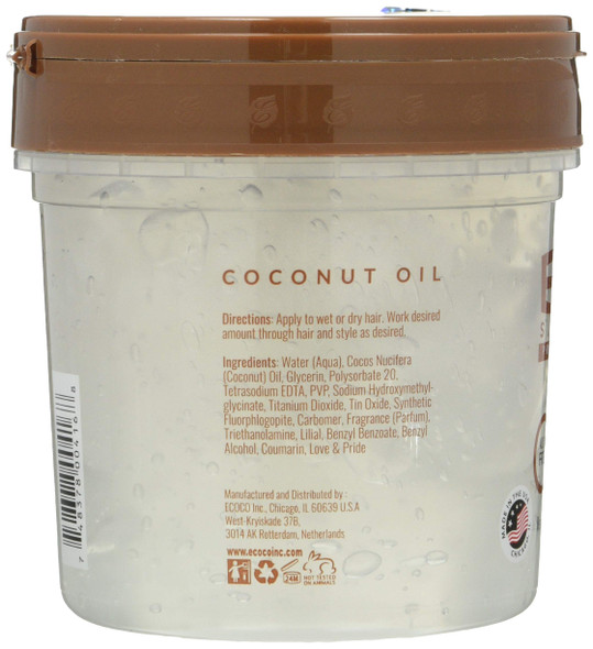 Ecoco Eco Style Gel  Coconut Oil  Adds Luster And Moisturizes Hair  Weightless Styling And Superior Hold  Prevents Breakage And Split Ends  Promotes Scalp Health  For All Hair Types  16 Oz