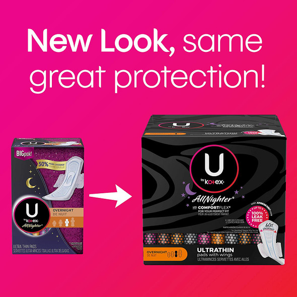 U by Kotex Clean Wear Ultra Thin Pads Regular With Wings 36 Count