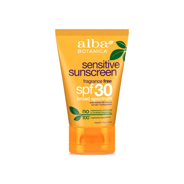 Alba Botanica Very Emollient Sunscreen SPF 30, Fragrance Free 4 oz