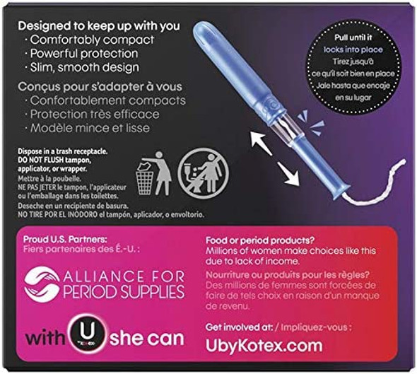 U by Kotex Click Compact Tampons Super Absorbency Unscented 16 Ct Pack of 2