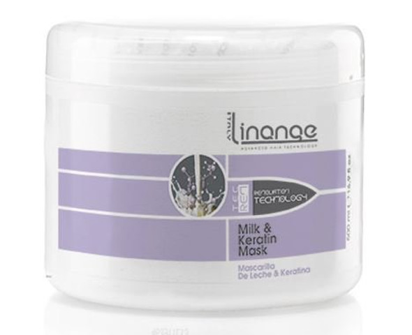 Linange Milk and Keratin Mask 500ml Softening Strengthening Moisturizing Nourishing Hair Care Product Hair Mask w/Proteins for Men and Women  for Dry Frizzy Damaged Curly Hair