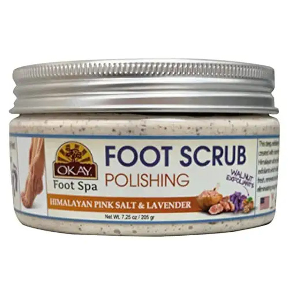 Okay foot scrub polishing himalayan pink salt  lavender 7.25 ounce Beige 7.25 Ounce