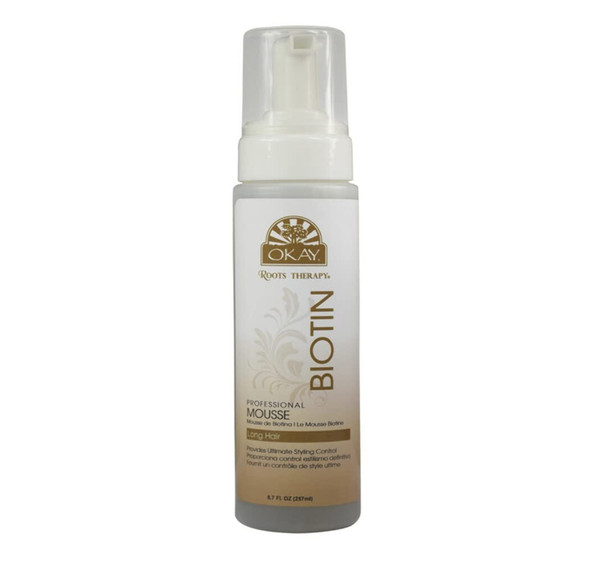 Okay Roots Therapy Biotin Professional Mousse Helps Reduce Frizz And Enhances The Appearance Of Hair SulfateSiliconeParaben Free For All Hair Types and Textures Made in USA 10.82oz OKAYRTM8