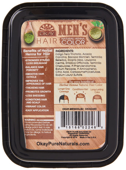 OKAY  Mens Henna Hair Color Light Brown  For All Hair Types  Textures  Rich Vibrant Color  Made with Premium Botanical Ingredients  Chemical Free  2 oz