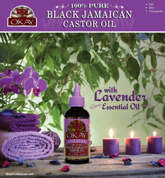 Okay Black Jamaican Castor Oil with Lavender for All Hair Types Grow Strong Healthy Hair Calming Scent 100 Pure 4 Fl Oz