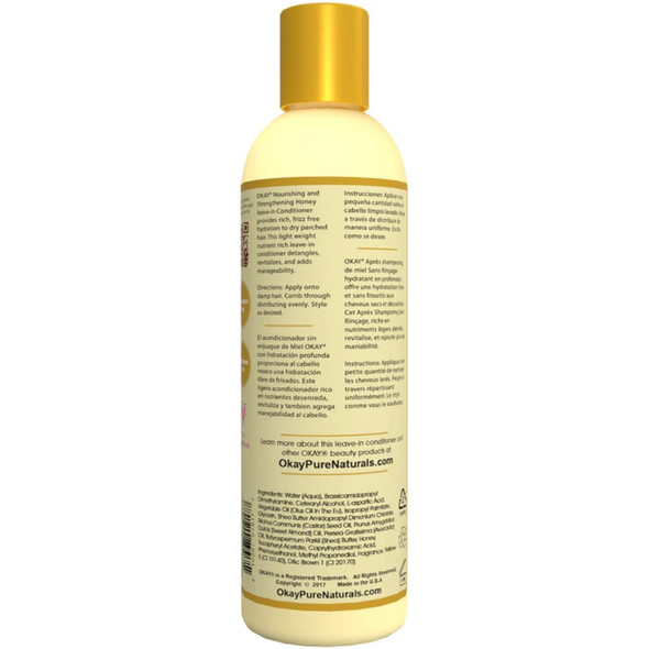 OKAY  Honey LeaveIn Deep Conditioner  For All Hair Types  Textures  Hydrate Smooth  Strengthen  With Shea Butter Almond  Avocado  Free of Parabens Silicones Sulfates  8 oz
