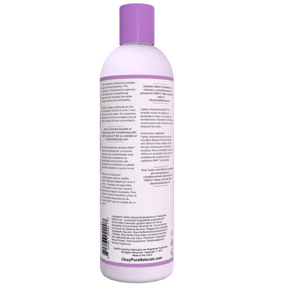 Okay Lavender ShineHydration Conditioner Helps ReplenishNourish and Hydrate Hair SulfateSiliconeParaben Free For All Hair Types and Textures Made in USA 12oz OKAYLAVC12