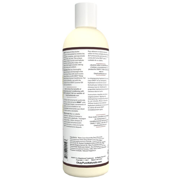 OKAY CoconutShea Butter Shampoo Helps FortifyStrengthenand Revitalize Hair SulfateSiliconeParaben Free For All Hair Types and Textures Made in USA 12oz