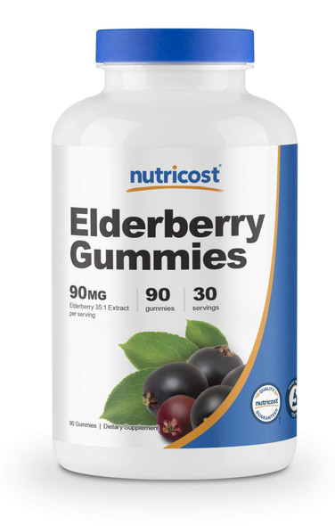 Nutricost Elderberry Gummies with Vitamin C & Zinc 90 Gummies - Gluten Free, Vegetarian, Natural Flavors