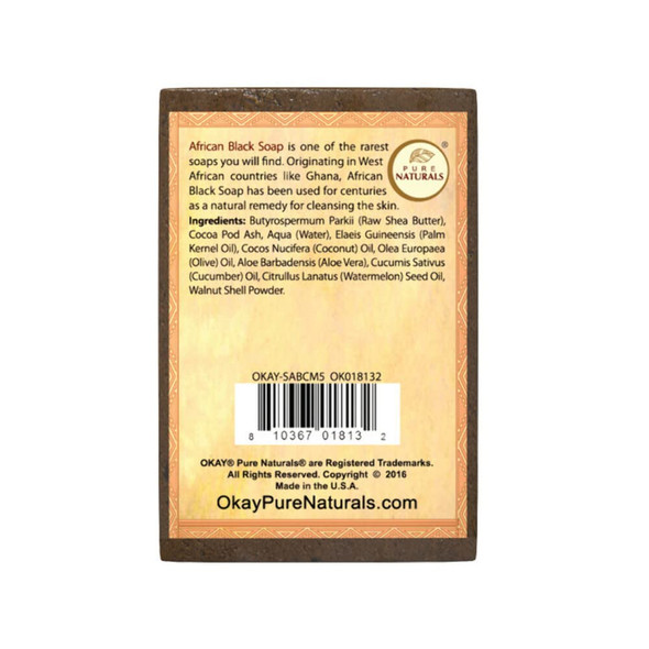 OKAY  African Black Soap with Cucumber  Melon  For All Skin Types  Cleanses and Exfoliates  Nourishes and Heals  Free of Sulfate Silicone  Paraben  5.5 oz