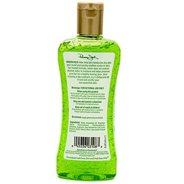 Panama Jack Green Ice Gel  Aloe Vera After Sun Formula Contains No Alcohol Helps Preserve Tan Relieves  Moisturizes Dry Skin  Sunburn 8 FL OZ Pack of 2