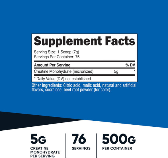 Nutricost Creatine Monohydrate  500 Grams Fruit Punch