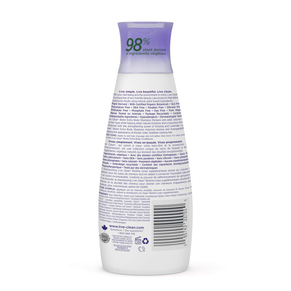 Live Clean Biotin Extra Body Shampoo 12 Oz