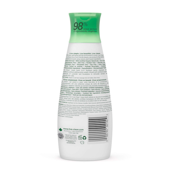 Live Clean Green Earth 2 in 1 Shampoo 12oz Quantity 1