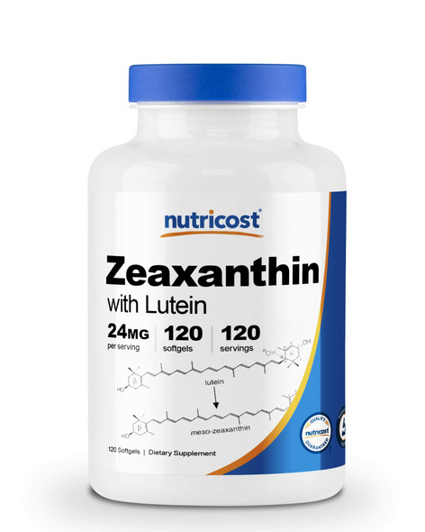 Nutricost Zeaxanthin with Lutein 20mg, 120 Softgels - Potent, Non-GMO, Gluten Free