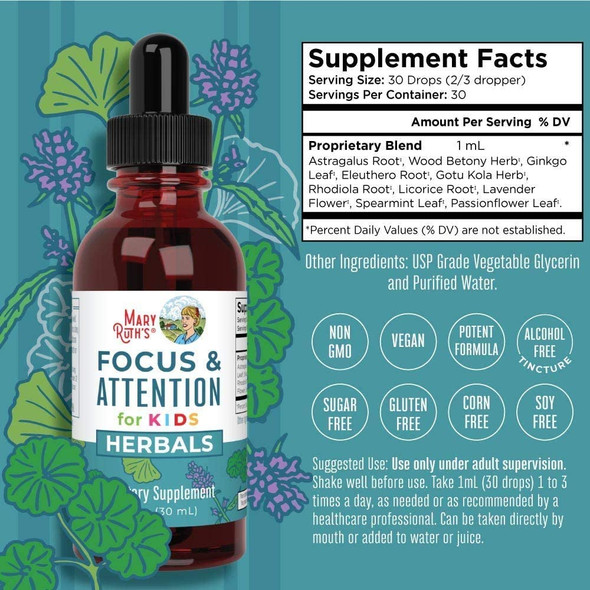 MaryRuth Organics Organic Kids Focus & Attention Liquid Drops