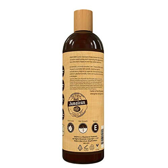 OKAY  Shampoo Conditioner  Treatment 3in1  Hair  Beard  Mens Castor Oil  For All Hair Types  Textures  Prevents Dandruff  Stimulate Hair Growth  Sulfate Silicone  Paraben Free  16 oz