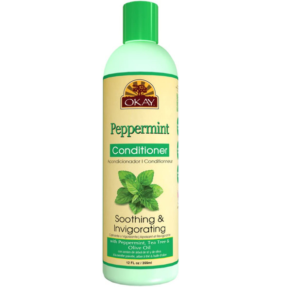 Okay  Soothing And Invigorating Peppermint Conditioner  Helps Refresh Revitalize And Add Softness To Hair  Sulfate Silicone Paraben Free For All Hair Types and Textures  Made in USA 12oz 355ml