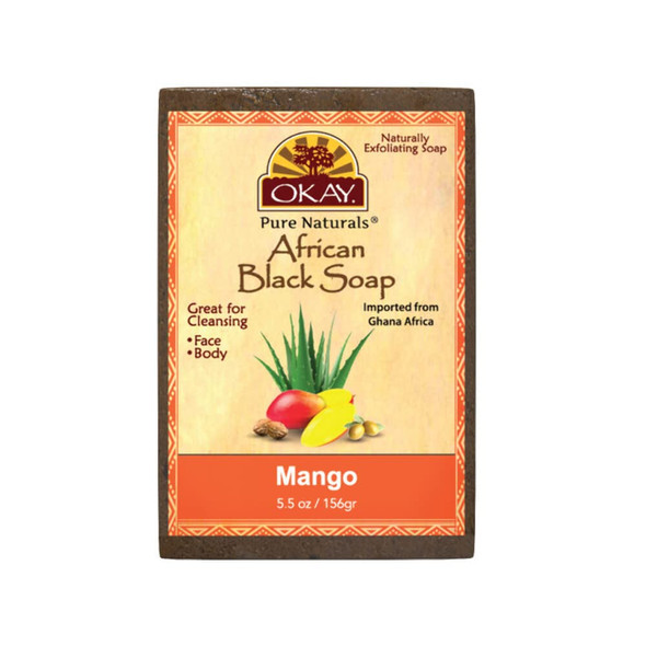OKAY African Black Soap Mango Cleanses And Exfoliates Skin Anti Inflammatory  Anti Bacterial Nourishes Skin  Helps Heal Skin Sulfate Silicone Paraben Free For All Skin Types Created In Ghana Processed In USA 5.5oz