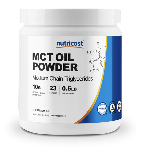 Nutricost Premium MCT Oil Powder .5LBS - Best For Keto, Ketosis, and Ketogenic Diets - Zero Net Carbs, Non-GMO and Gluten Free