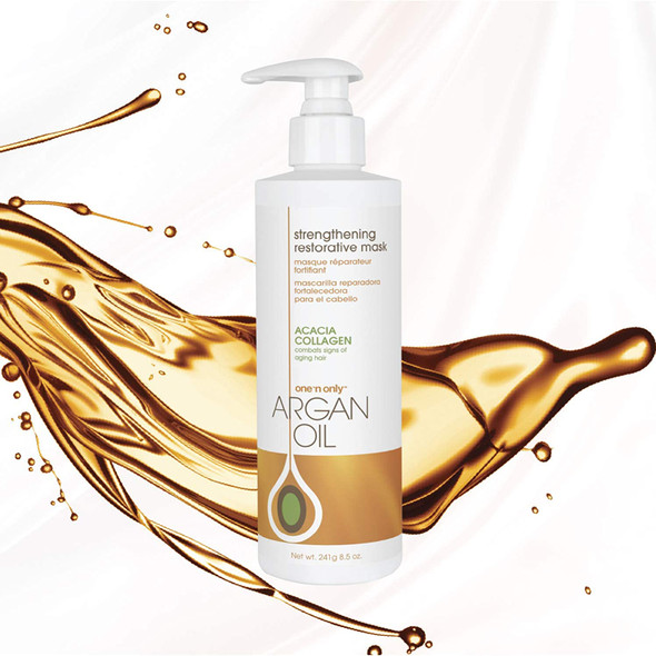 One n Only Hair Mask with Argan Oil Strenghtening Restorative Mask Helps Maintain Moisture Level for a Shiny Texture Provides Color Protection 8.5 Ounce