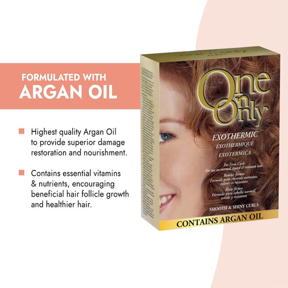 One n Only Exothermic Perm with Argan Oil for Firm Curls SelfHeating Formula for Client Comfort Ensures Shine and Manageability Eliminates Perm Odor