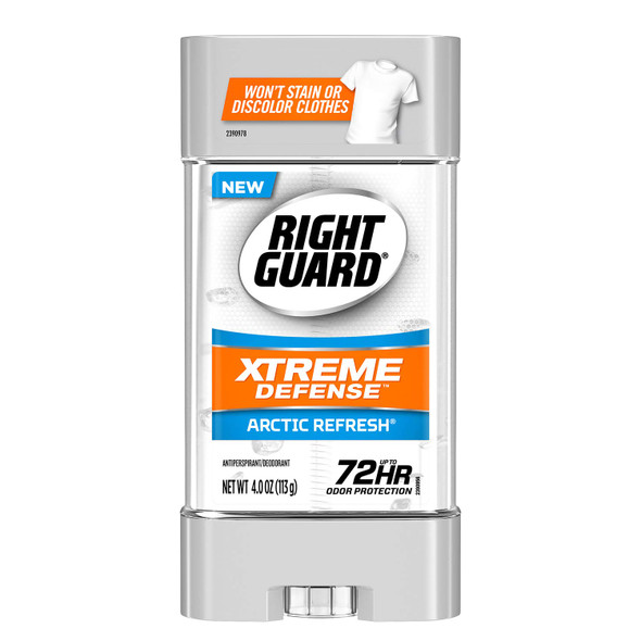 Right Guard Xtreme Defense Antiperspirant Deodorant Gel Arctic Refresh 4 Ounce Count of 4