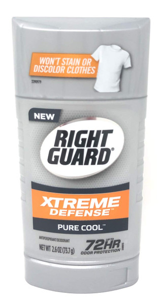 Right Guard Xtreme Defense Invisible Solid Antiperspirant Deodorant Pure Cool 2.6 oz Pack of 3