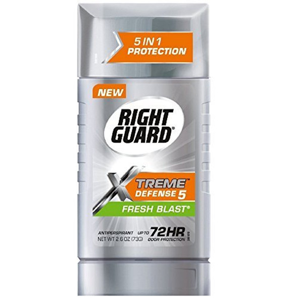 Right Guard Xtreme Defense 5 AntiPerspirant  Deodorant Fresh Blast 2.6 Oz Packs of 5
