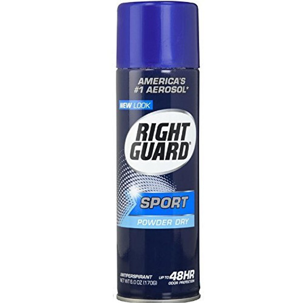 Right Guard Sport 6 Ounce Powder Dry Can Aerosol 177ml 2 Pack