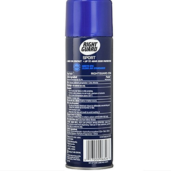 Right Guard Sport 6 Ounce Powder Dry Can Aerosol 177ml 2 Pack