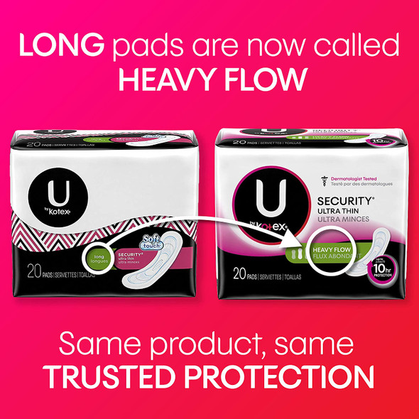U by Kotex Security Ultra Thin Pads Unscented Long 56 Count