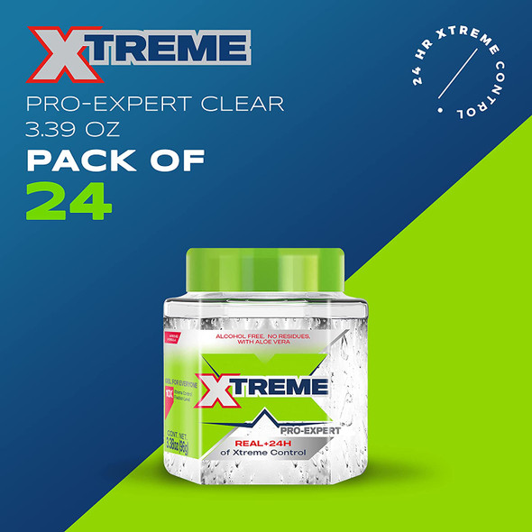 Xtreme ProExpert Clear Styling Hair Gel AlcoholFree 24Hours Control With Aloe Vera Travel Size 3.39 oz Pack of 24