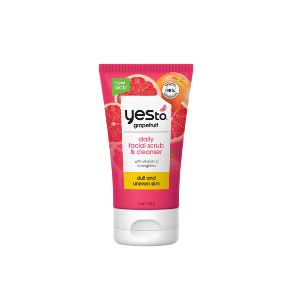 Yes To Grapefruit Daily Facial Scrub  Cleanser Exfoliating  Restoring Cleanser That Enhances Skins Radiance With Antioxidants Lemon Balm Extract  Vitamin C Natural Vegan  Cruelty Free 4 Oz