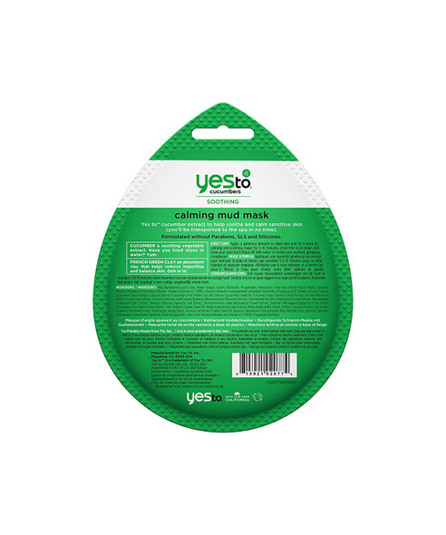 Yes To Cucumbers Calming Mud Face Mask for Sensitive Skin  Single Use Clay Facial Mask / 0.33oz