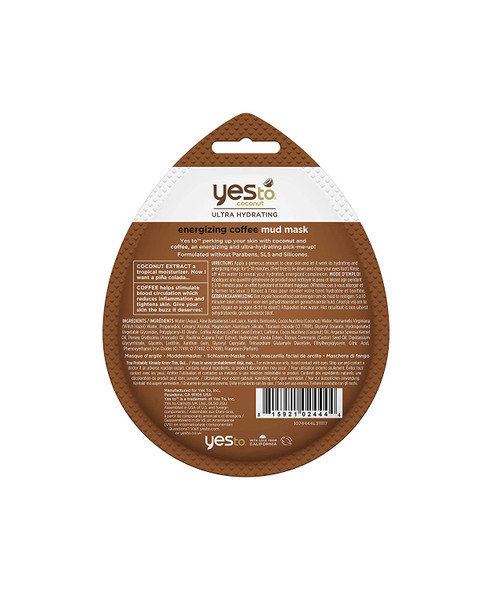 Yes To Coconut UltraHydrating Energizing Coffee Mud Mask  Single Use  For Dry Skin  Coconut and Coffee To Hydrate and Energize Skin