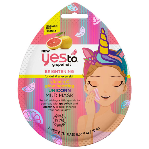 Yes To Grapefruit Brightening Vitamin C GlowBoosting Unicorn Mud Mask  Single Use  For Dull and Uneven Skin  Grapefruit and Vitamin C To Help Enhance Your Natural Glow