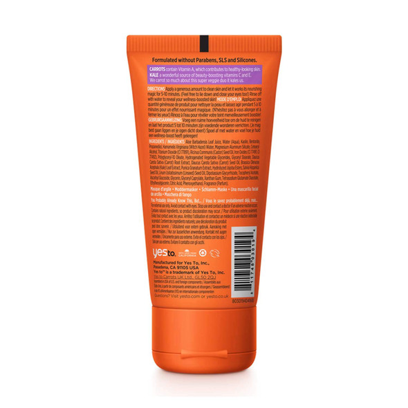 Yes To Carrots NEW Nutrition Boosting 100 Vegan VitaminEnriched Kale Mud Mask  2 Fluid Ounces  For Depleted Skin  Carrots and Kale For Glowing and HealthierLooking Skin